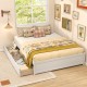 Queen Size Bed Frame with 2 Rolling Storage Drawers