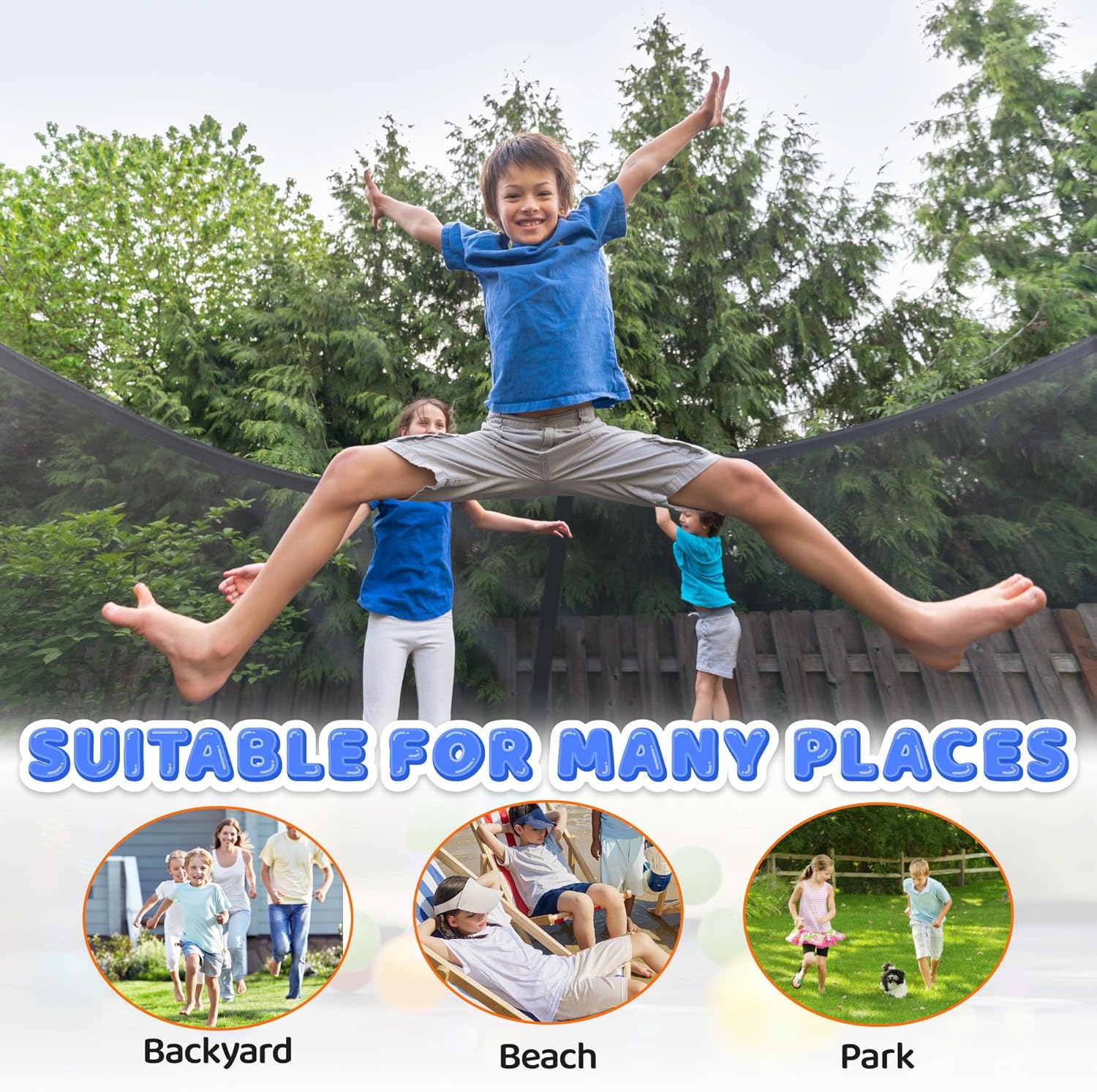 Trampoline 8FT 10FT 12FT 14FT 16FT, Recreational Trampolines with Enclosure Net and Ladder, Outdoor Anti-Rust Trampolines for Kids and Adults, ASTM Approved