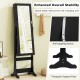 Lockable Freestanding Jewelry Cabinet Armoire with Full-Length Mirror and Lights