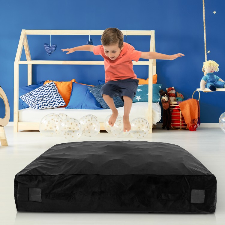 57 x 57 Inch Crash Pad Sensory Mat with Foam Blocks and Washable Velvet Cover