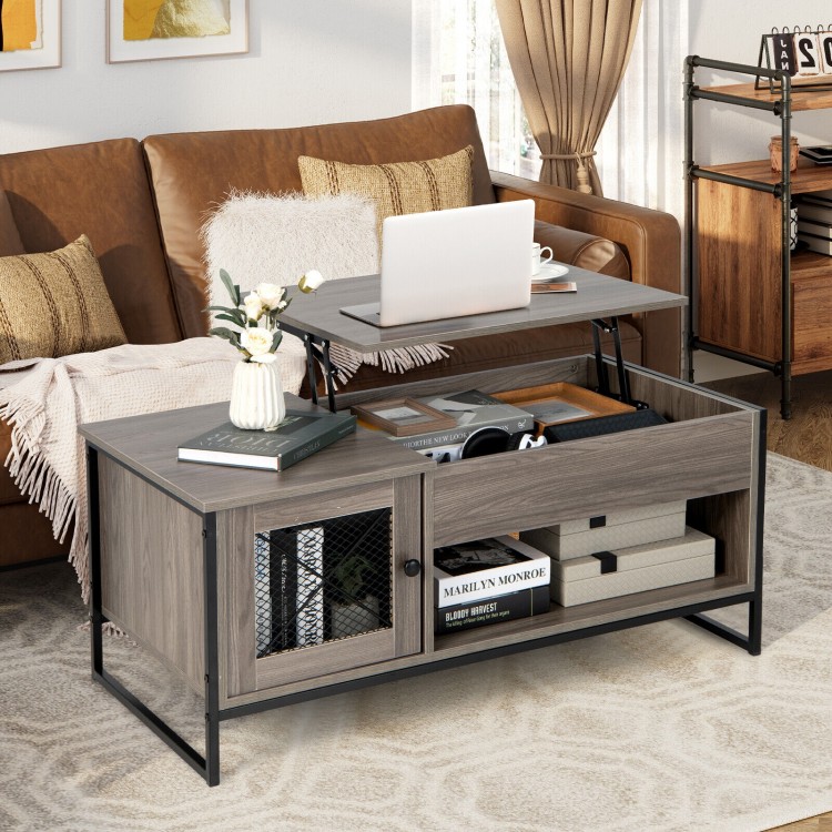 42 Inch Lift Top Coffee Table with Storage and Hidden Compartment
