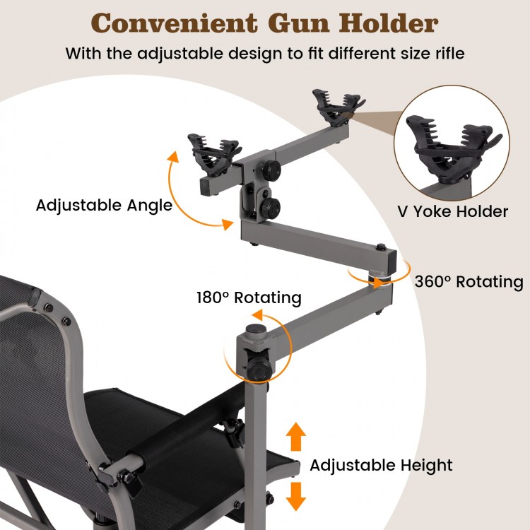 360° Swivel Portable Hunting Chair with Adjustable Legs and Armrests
