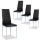 4 Pieces PVC Elegant Design Leather Dining Chairs with Solid Metal Legs