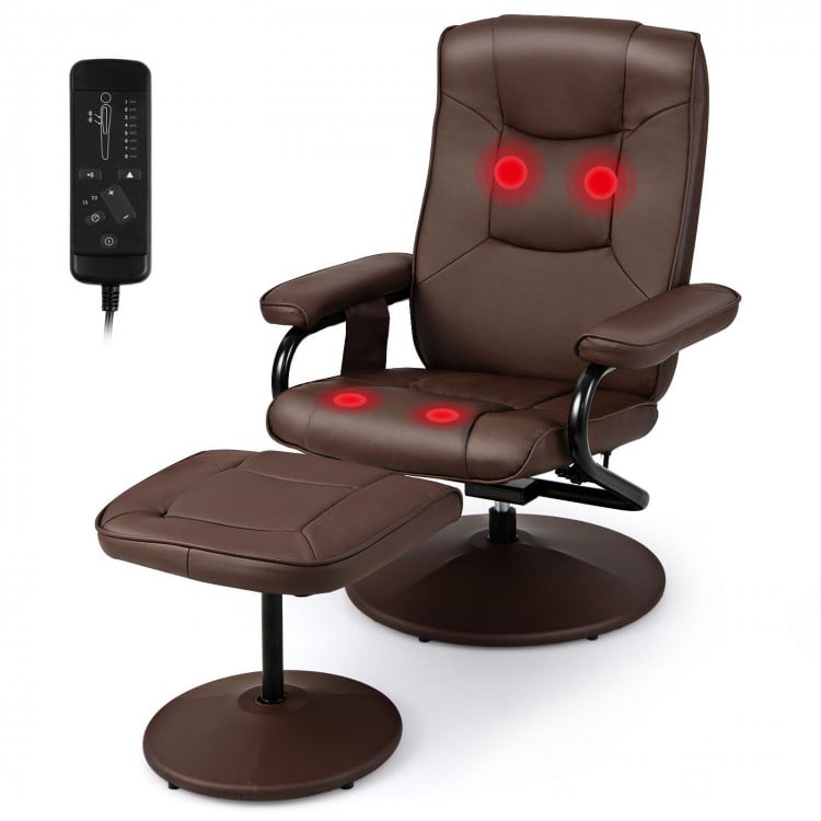 360°Swivel Massage Recliner Chair with Ottoman