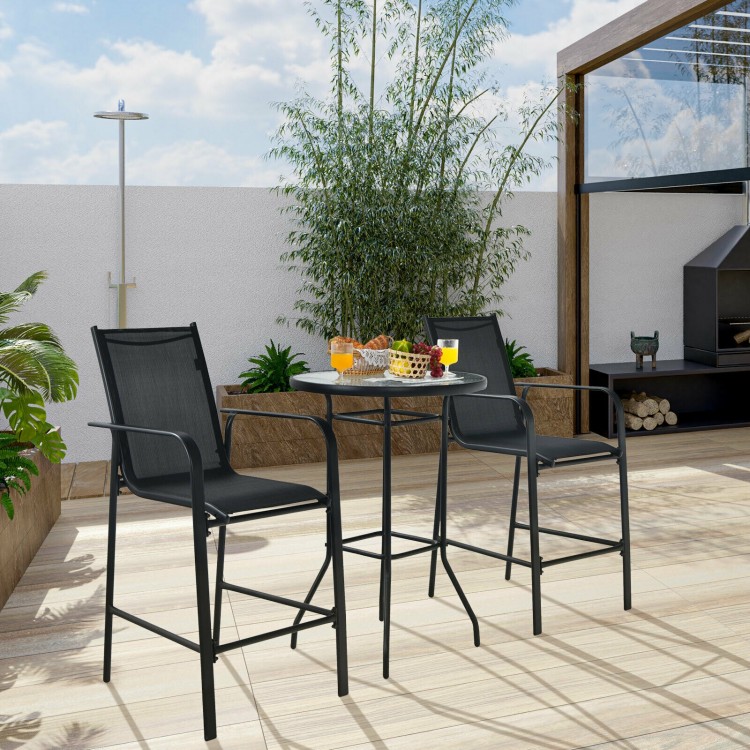 3 Pieces Outdoor Patio Bar Table Stool Set