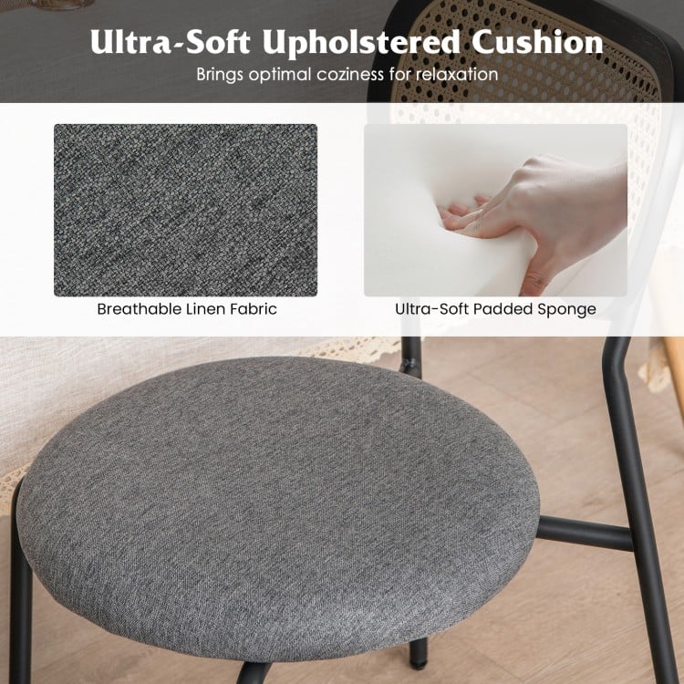 Set of 2 Rattan Dining Chair with Metal Legs