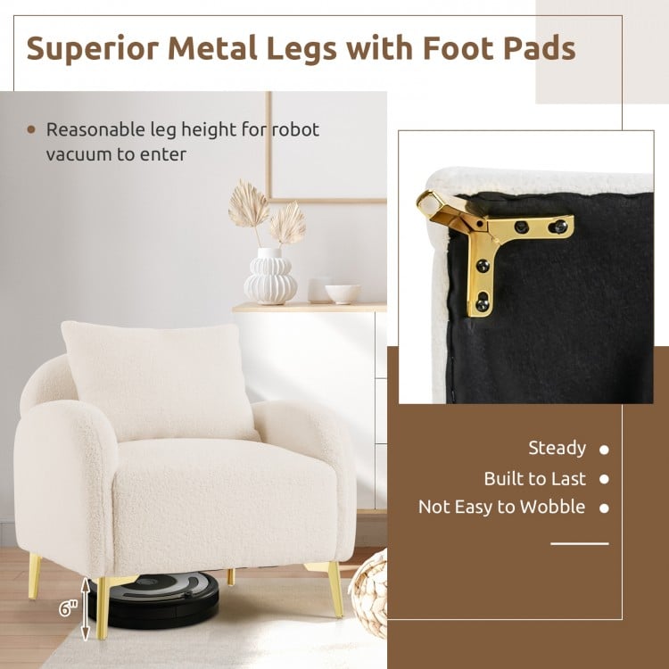 Modern Upholstered Accent Chair with Removable Pillow and Soft Padded Seat