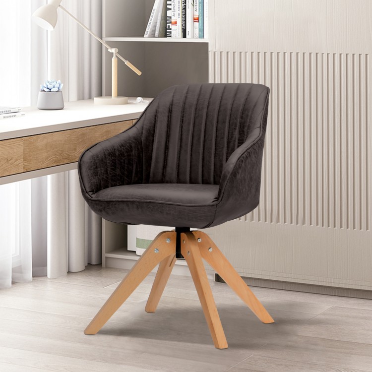 Stylish Swivel Home Office Chair with Solid Wood Legs