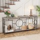 2-Tier Faux Marble Top Console Table with Storage Shelf for Hallway