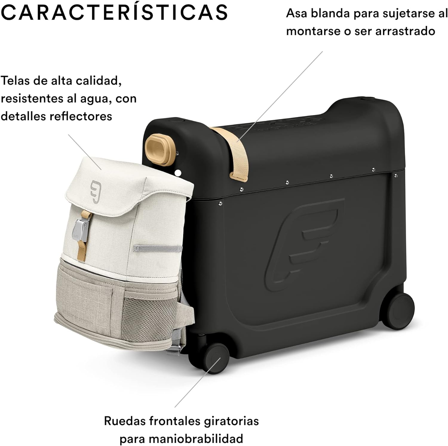 JetKids by Stokke Travel Bundle - Includes Kid??s Ride-On Suitcase & In-Flight Bed + Crew BackPack - Best for Ages 3-7