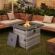 29 Inch Propane Rattan Firepit Table with Lava Rocks and Protective Cover