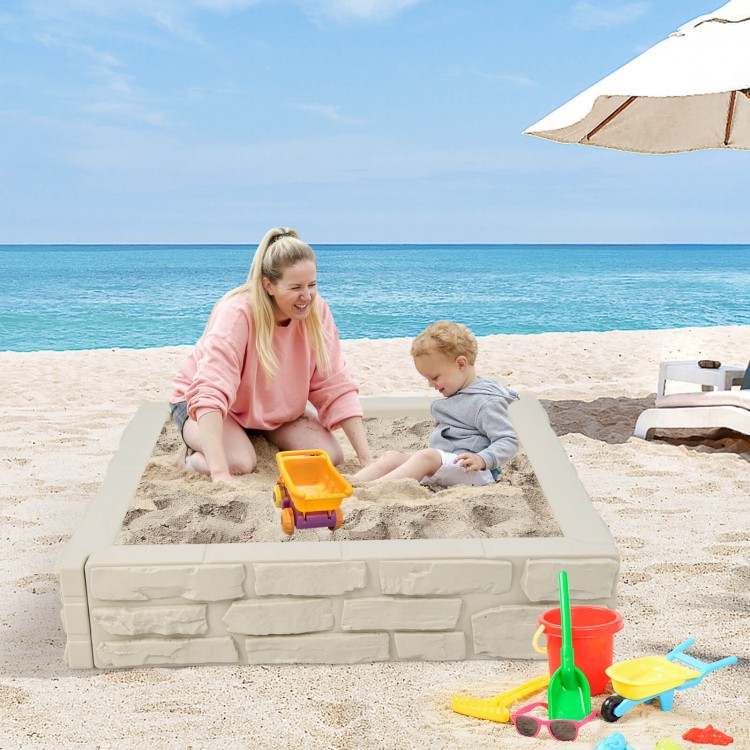 2-In-1 HDPE Kids Sandbox with Cover and Bottom Liner