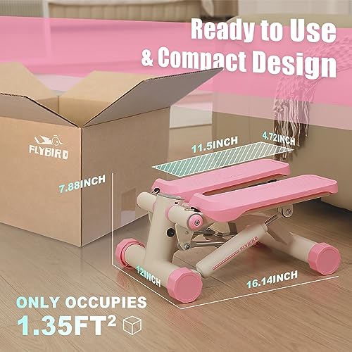 FLYBIRD Stair Stepper with Resistance Bands, Compact Cardio Equipment for Full Body Workout, Supports 330 lbs