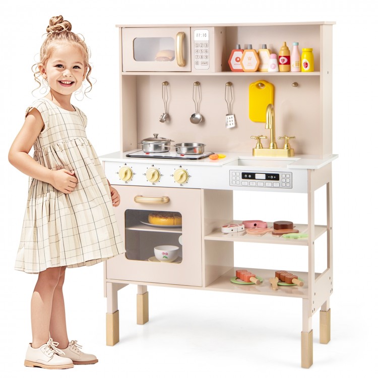Play Kitchen Height Adjustable with Microwave and Lights and Sounds