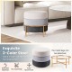 Upholstered Linen Fabric Ottoman with Gold Metal Legs and Anti-slip Foot Pads