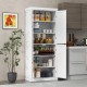 72.5 Inches Tall Buffet Cabinet with 6-Tier Shelves and 4 Doors