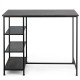 Industrial Dining Bar Pub Table with Metal Frame and Storage Shelves