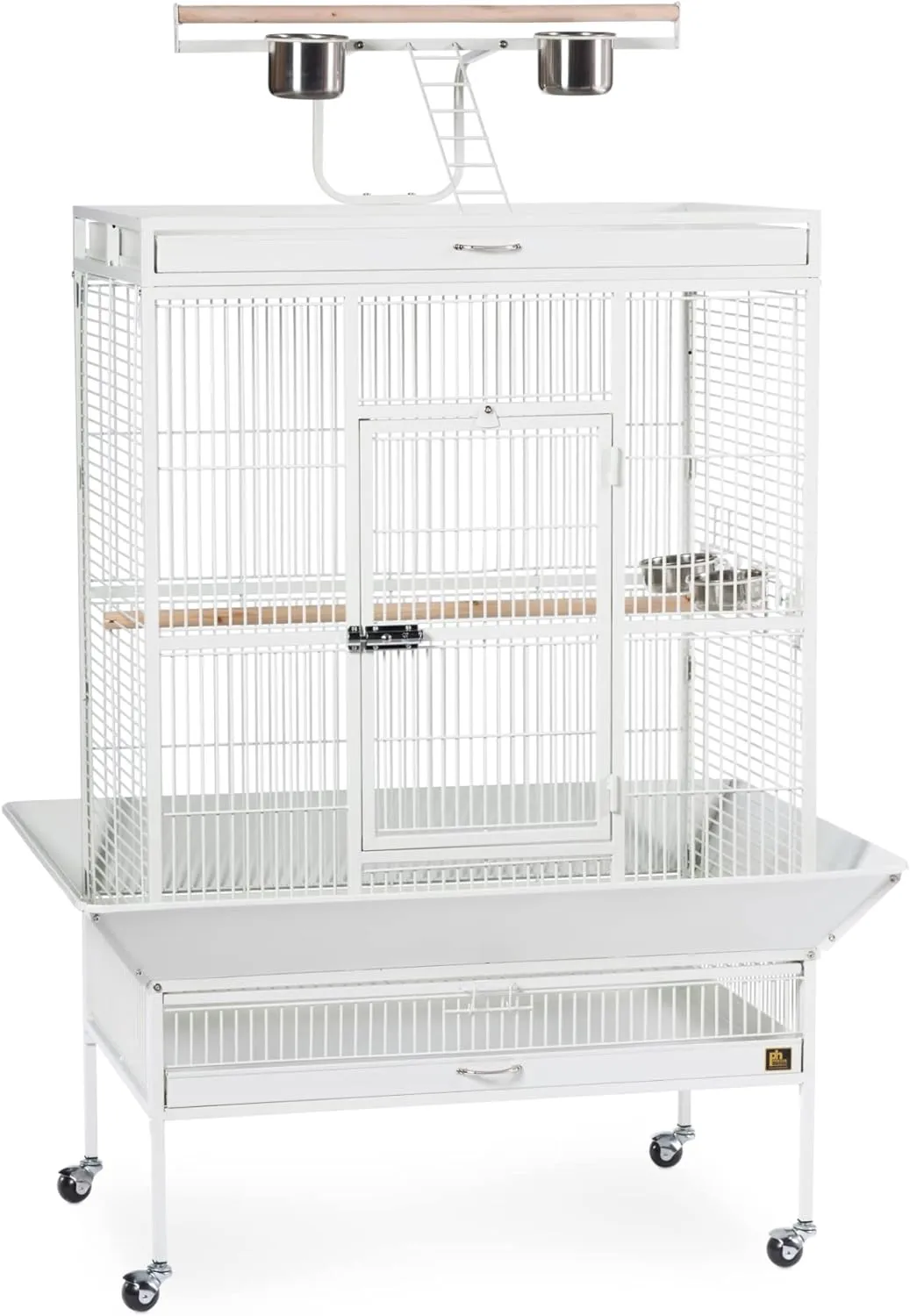 Prevue Pet Products Wrought Iron Bird Cage, Chalk White, 36′′x24′′x66′′, Includes Perches & Cups