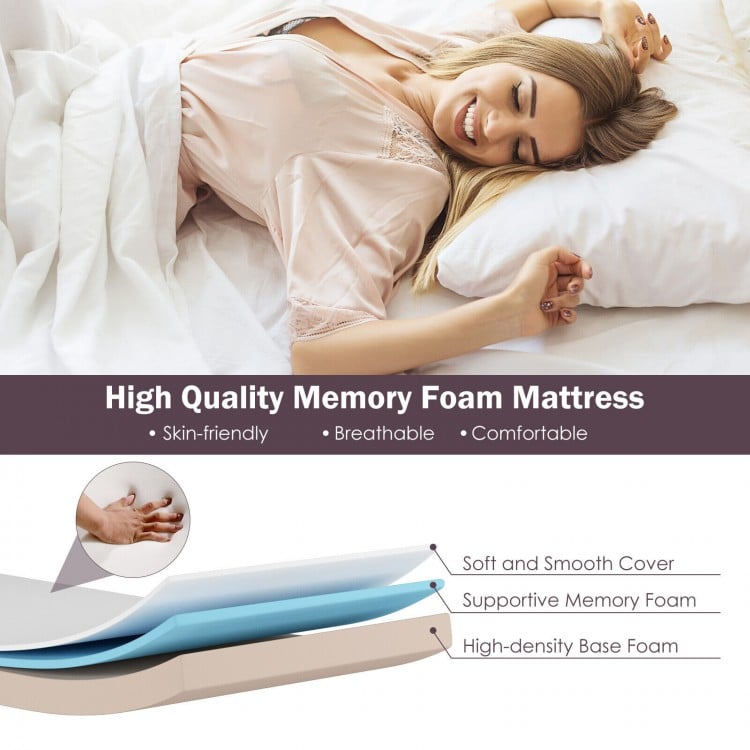 Rollaway Folding Bed with Memory Foam Mattress and Dust-Proof Bag Made in Italy