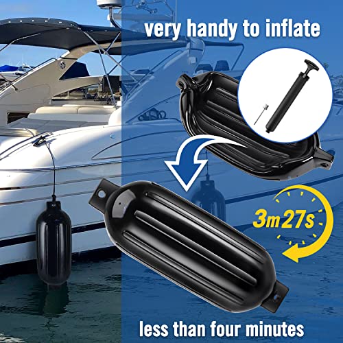 Affordura Boat Fender 4 Pack with Ropes & Accessories, 6.5 Inch Bumpers for Pontoon Protection