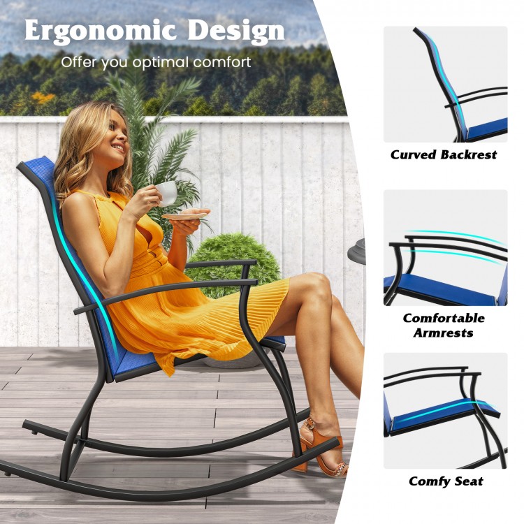 2 Pieces Outdoor Rocking Chairs with Breathable Backrest