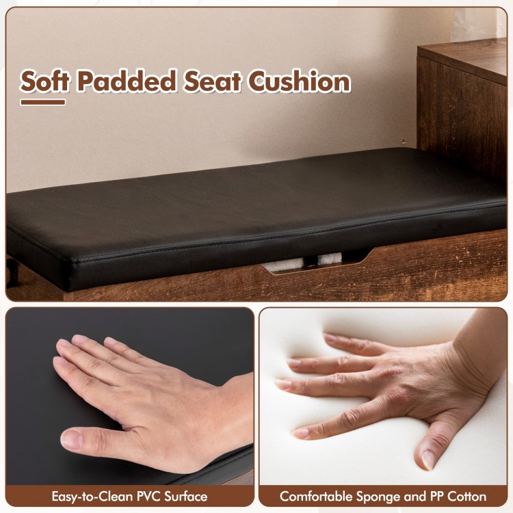 Entryway Bench with Flip Top Box and 2 Door Cabinets for Entryway