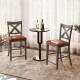 Bar Stools Set of 2 with Cross Back and Faux Leather Upholstered Seat