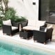 4 Pieces Outdoor Conversation Set with Storage Coffee Table