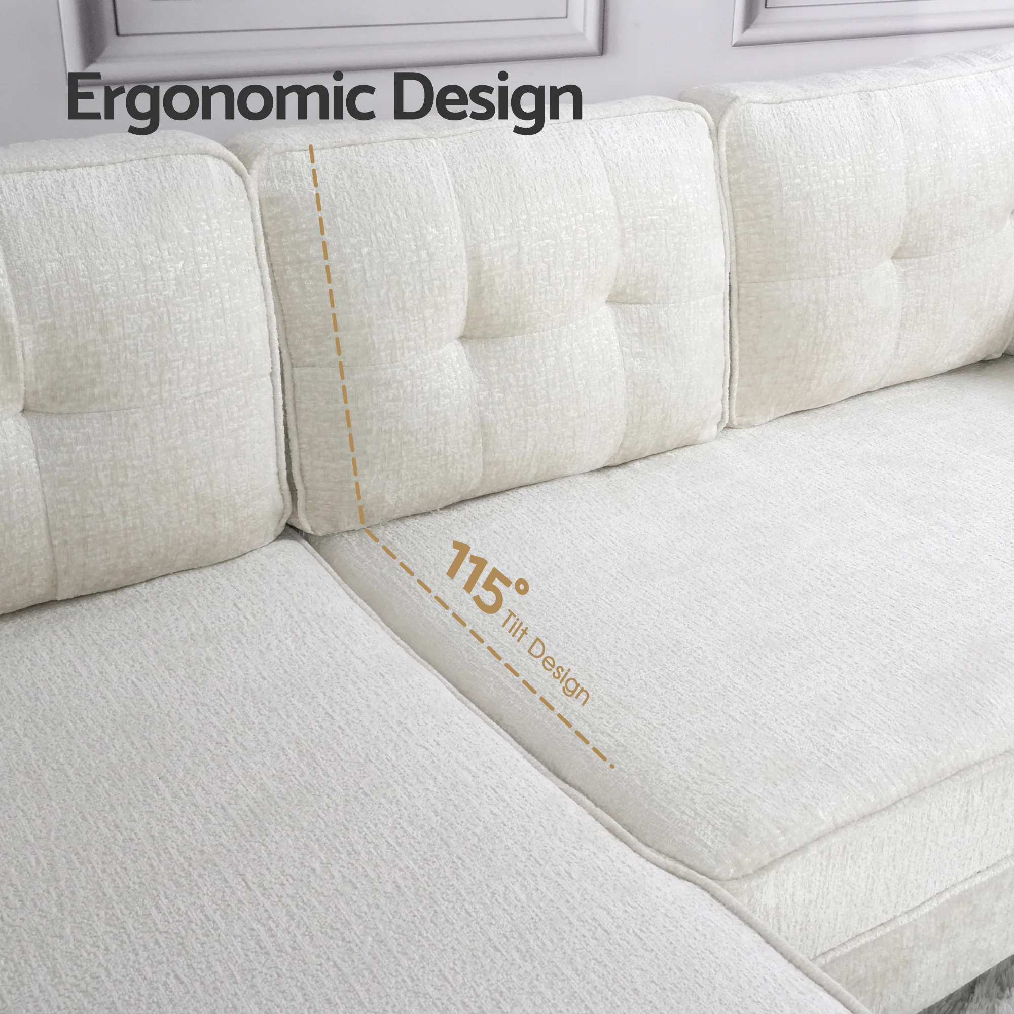 Sofa 3 Seaters Sofa Velvet L Shape