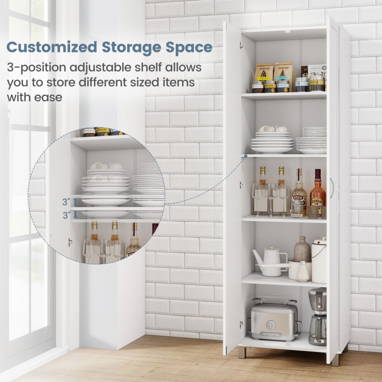 73.5 Inch Freestanding Double Door Tall Versatile Storage Organizer