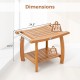 2-Tier Teak Wood Shower Bench Shower Stool with Curved Seat