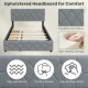 Queen Upholstered Platform Bed with Trundle and 2 Drawers No Box Spring Needed Noise Free