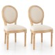 Rubber Wood Kitchen French Dining Chair Set of 2 with Sponge Padding and Round Backrest