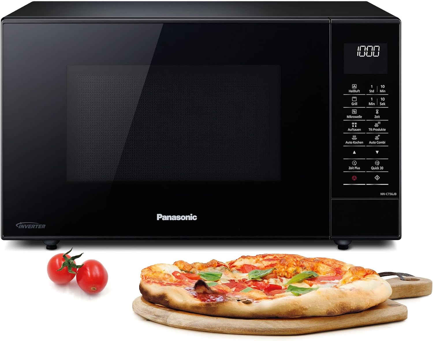 Panasonic NN-CD58JSGPG Slimline kombination mikrobølgeovn med grill, 27 L, 1000 W, 40/100-220 °C, 29 automatiske programmer, optøning, 6 effektniveauer, digital LED, rustfrit stål