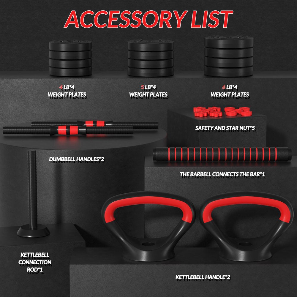 BalanceFrom 60LB 4-in-1 Adjustable Dumbbell, Barbell & Kettlebell Fitness Set