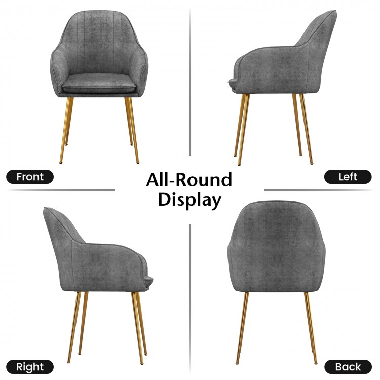 Set of 2 Modern Accent Chair with Removable Cushion and Metal Frame