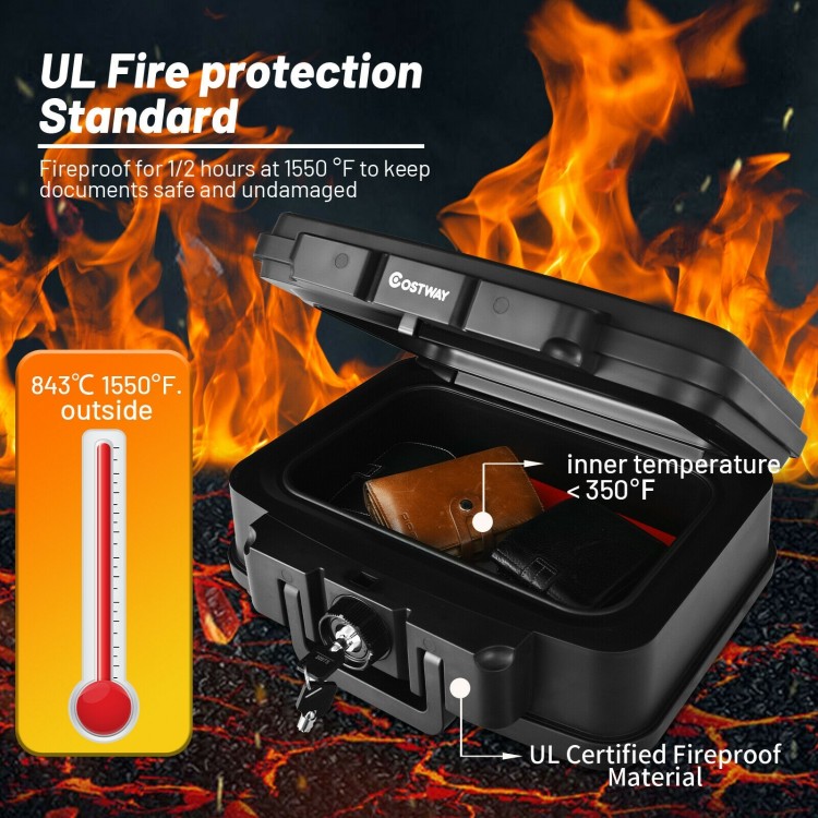 Fireproof Waterproof 30 Minute Safe Box with Lock and Handle