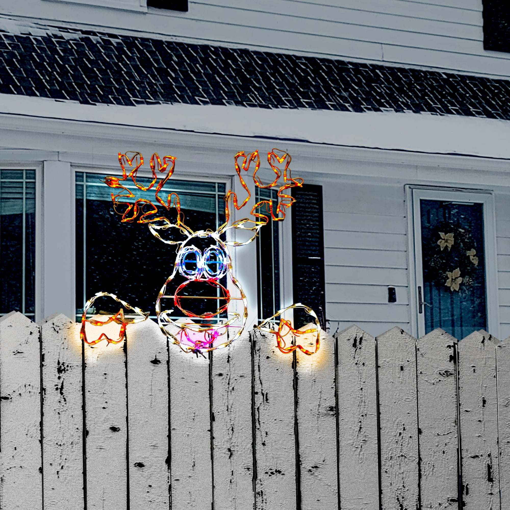 Holidynamics 30′′ LED Reindeer Christmas Display – Peek-a-Boo Dancer, Outdoor Metal Frame, Weather Resistant