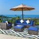 6 Pieces Patio Rattan Furniture Set with Cushion