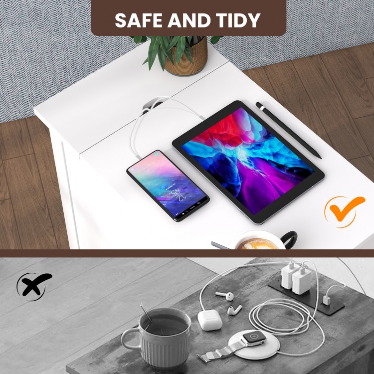 End Table with Charging Station and Flip Top