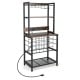 Wine Bar Cabinet Wine Rack with 4 Tier Storage Shelves and Glass Holders