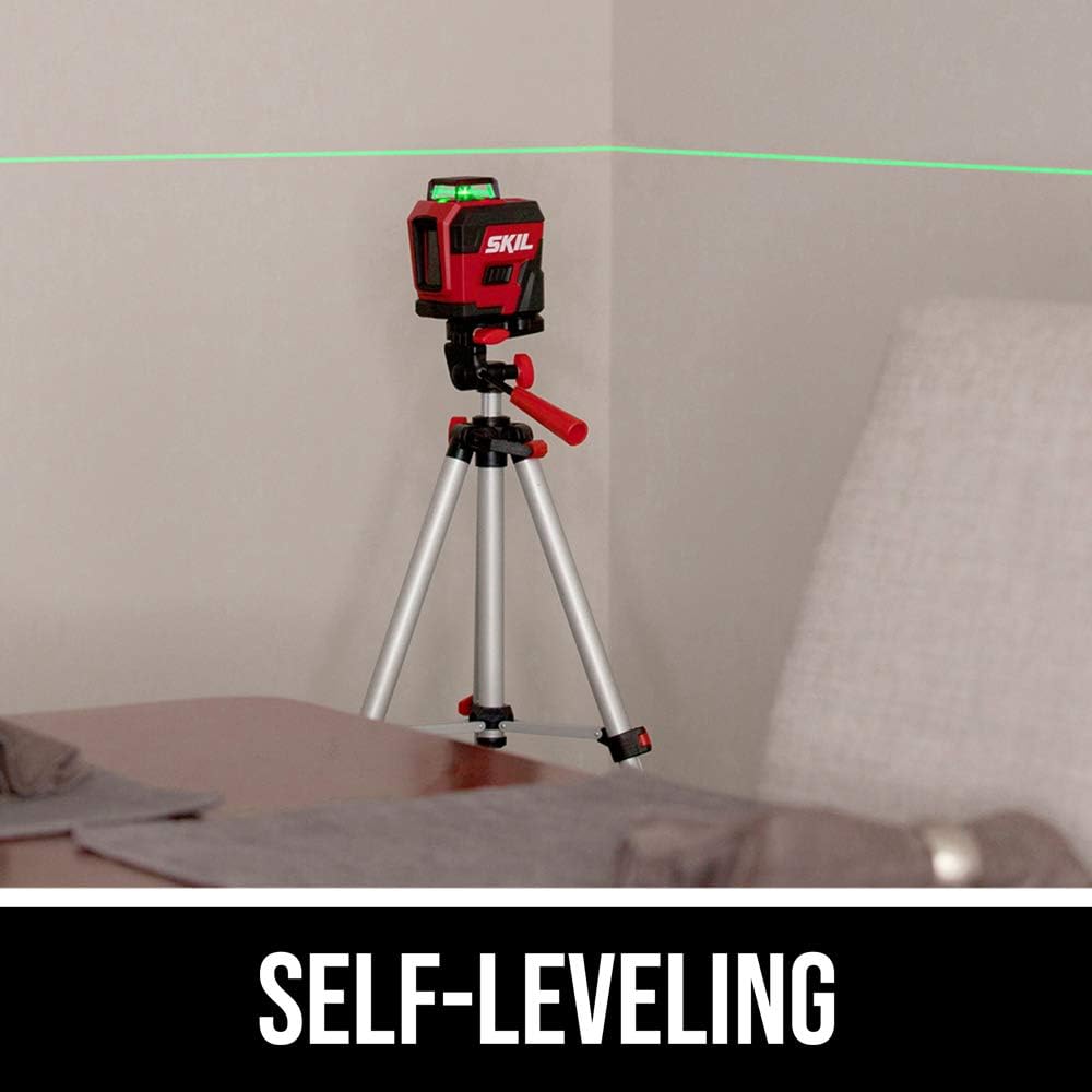 Skil 100ft Self-Leveling Green 360° Cross Line Laser with Tripod & Rechargeable Battery