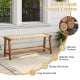 47 Inches Long Teak Wood Patio Bench with Weave Seat and Solid Wood Legs