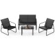 4 Pieces Outdoor Conversation Set with Tempered Glass Coffee Table