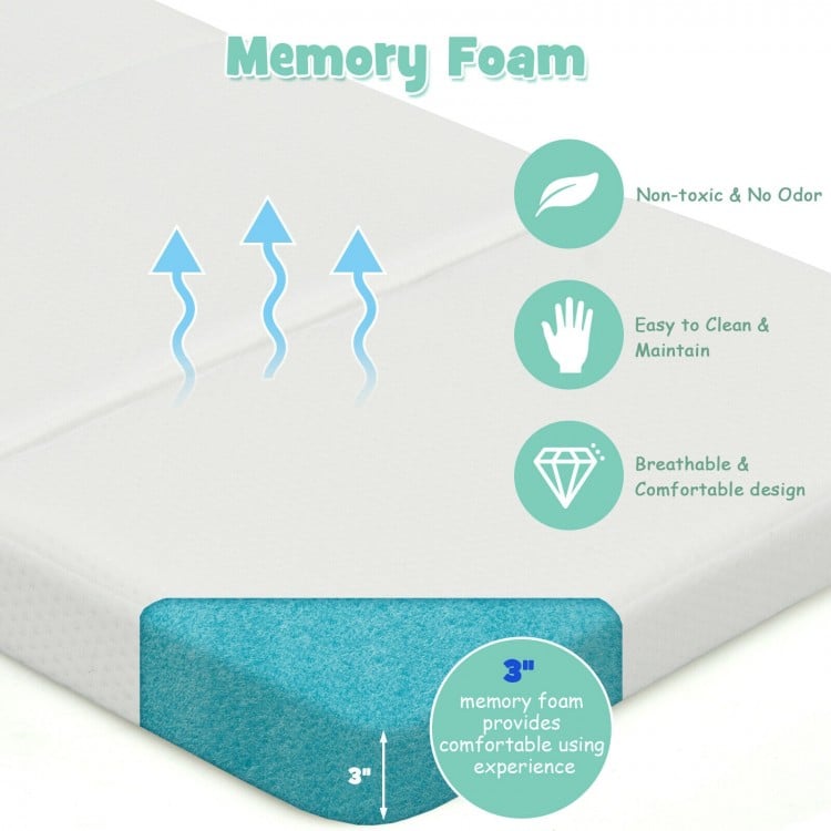 Memory Foam Foldable Baby Mattress with Carrying Bag