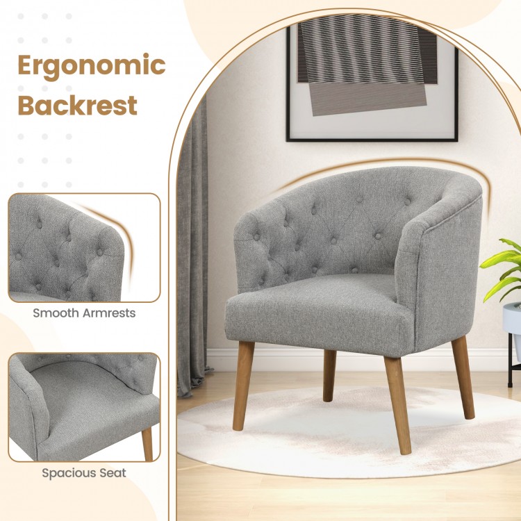 Upholstered Tub Chair with Solid Rubber Wood Legs and Adjustable Foot Pads for Living Room