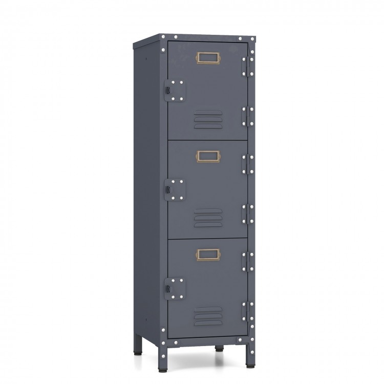 Metal Storage Locker with 3 Lockable Doors and Adjustable Feet