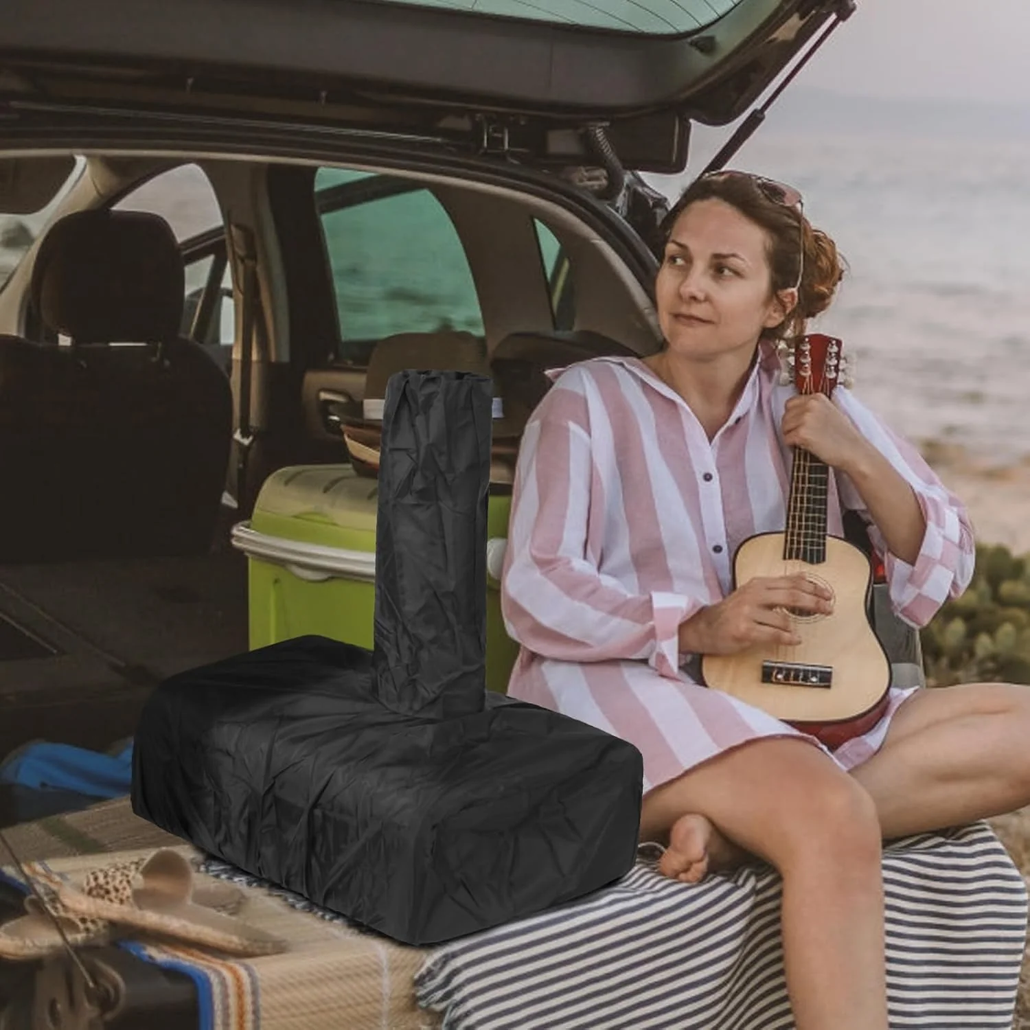 EDOSTORY Outdoor Pizza Oven, Wood Fired for Outside, Patio Maker With Stone, Peel, Grill Rack, and Waterproof Cover for Backyard Camping