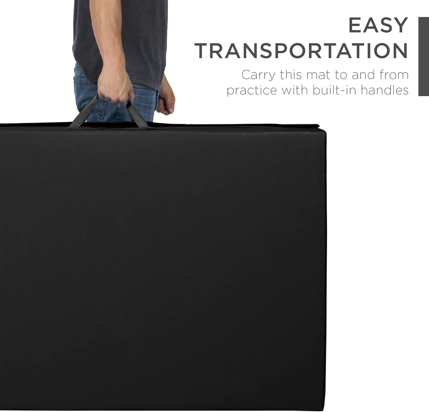 Best Choice Products 10ft Folding Gym Mat, Black, 4-Panel, EPE Foam, Exercise & Gymnastics, w/Handles