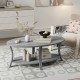 Oval Coffee Table 2-Tier Center Table with Storage Shelf